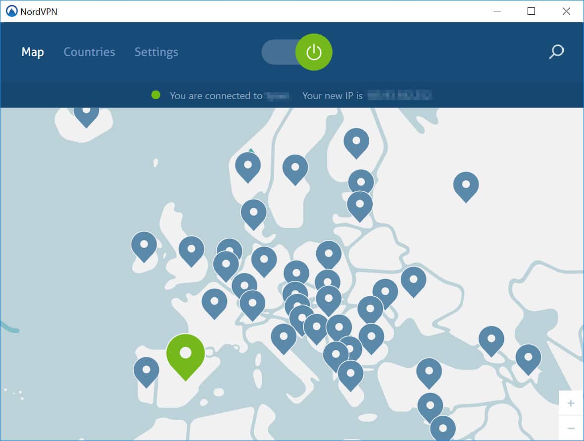 NordVPN mapa Europy